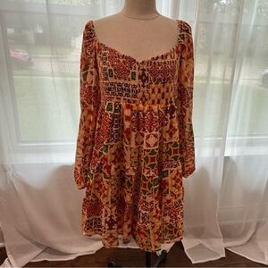 Dress Forum‎ Smocked Mini Dress Size Large NWT